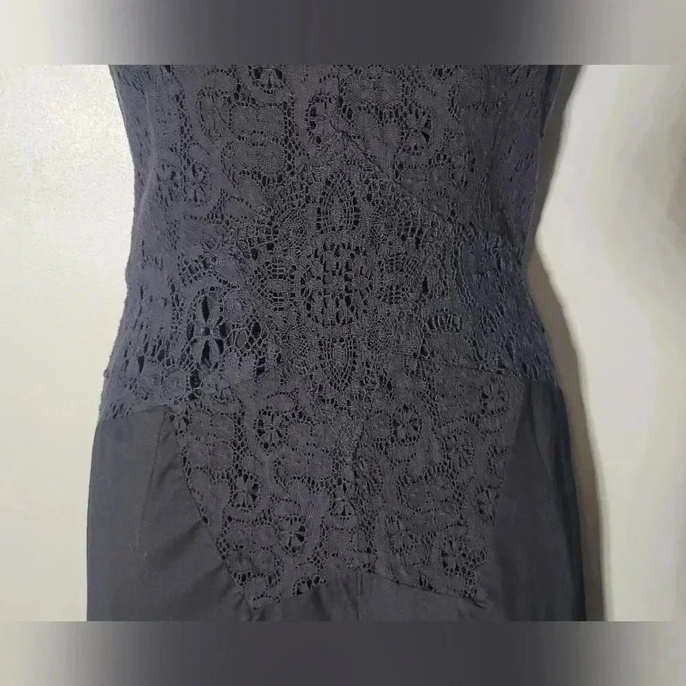 Nine West Fit and Flare V-neck Sleeveless Midi black dress womens size Large - Picture 3 of 10